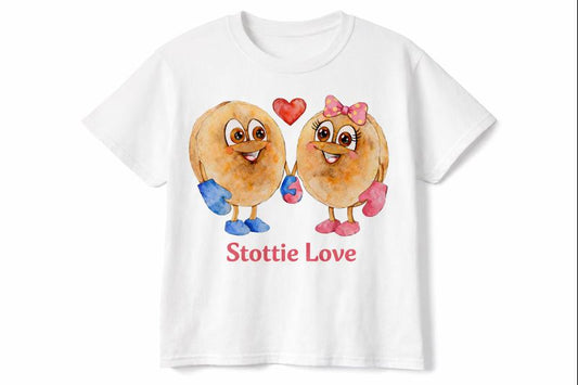 Stottie Love T Shirts featuring Scotty & Dotty. Please note these are only made to order so allow 10 days delivery please.